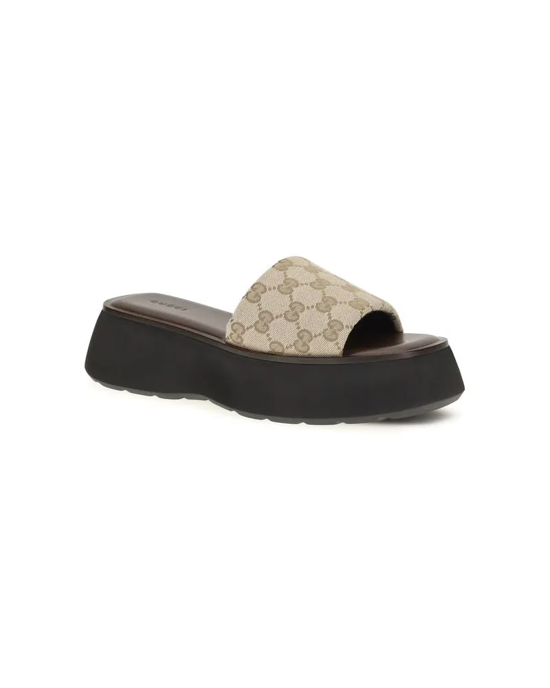 Gucci Women's Beige Polyester Platform Sandals Beige
