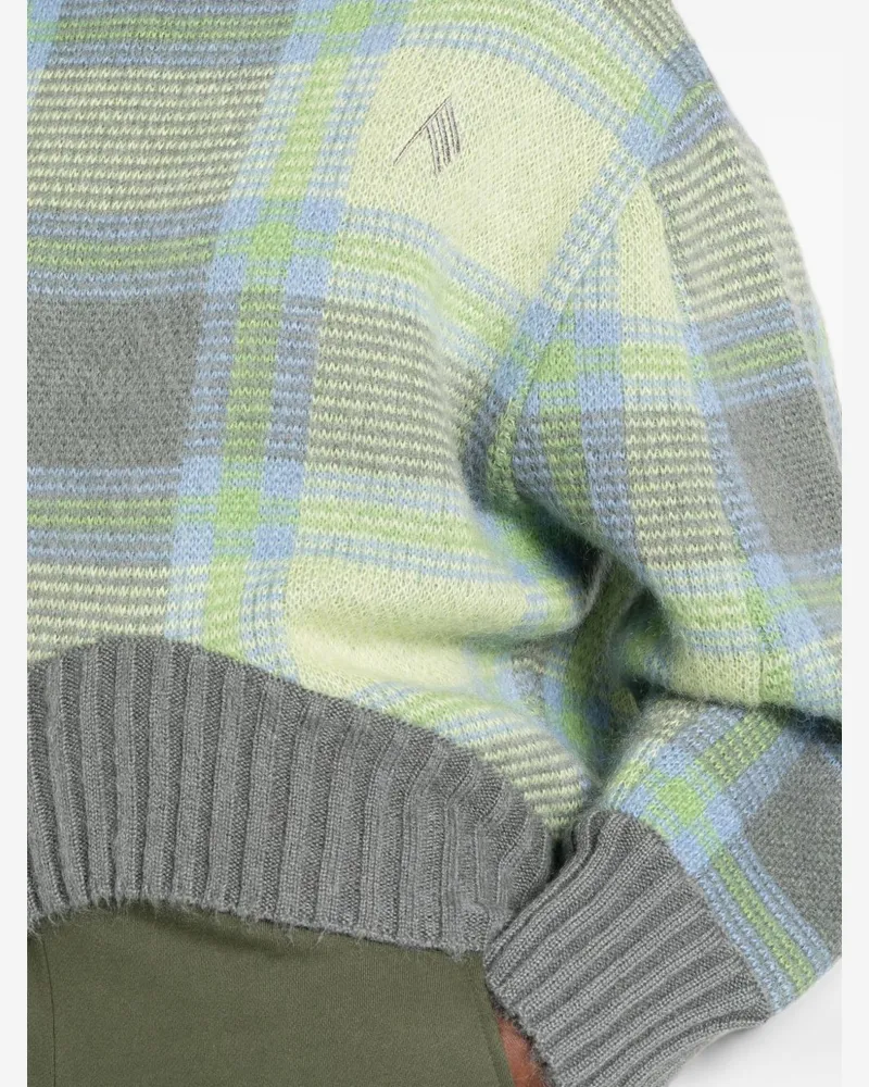 ATTICO Checked Wool Sweater — Green Green