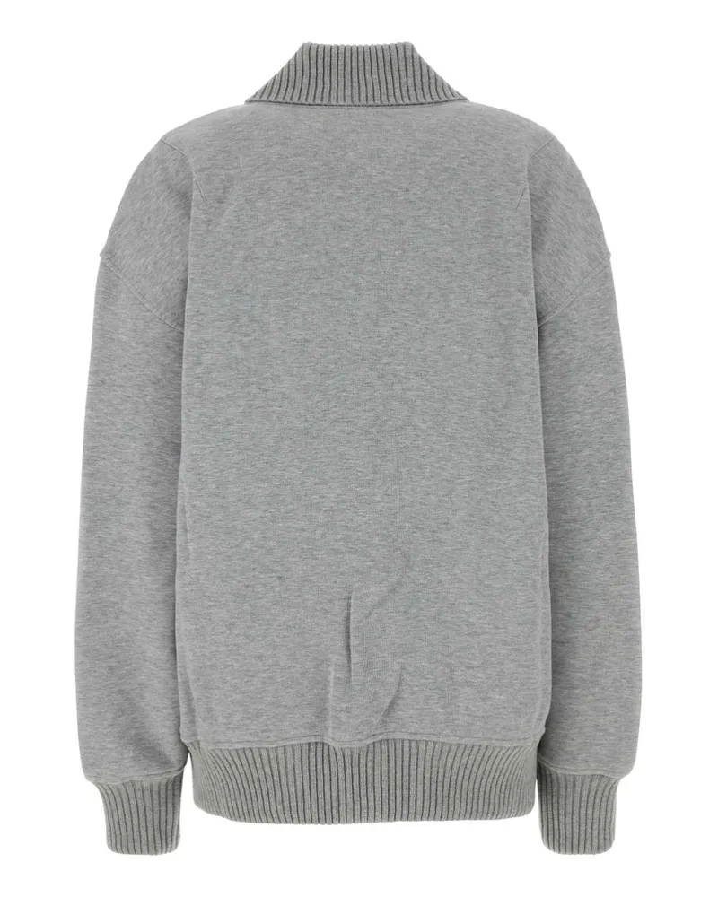 Gucci Women Grey Cotton Blend Bomber Jacket Greymelange Felpe Gray