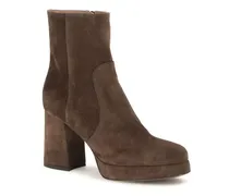 VLogo Suede Platform Ankle Boot — Brown