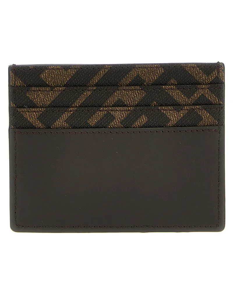 Fendi FF Logo Canvas & Leather Card Case — Black Black