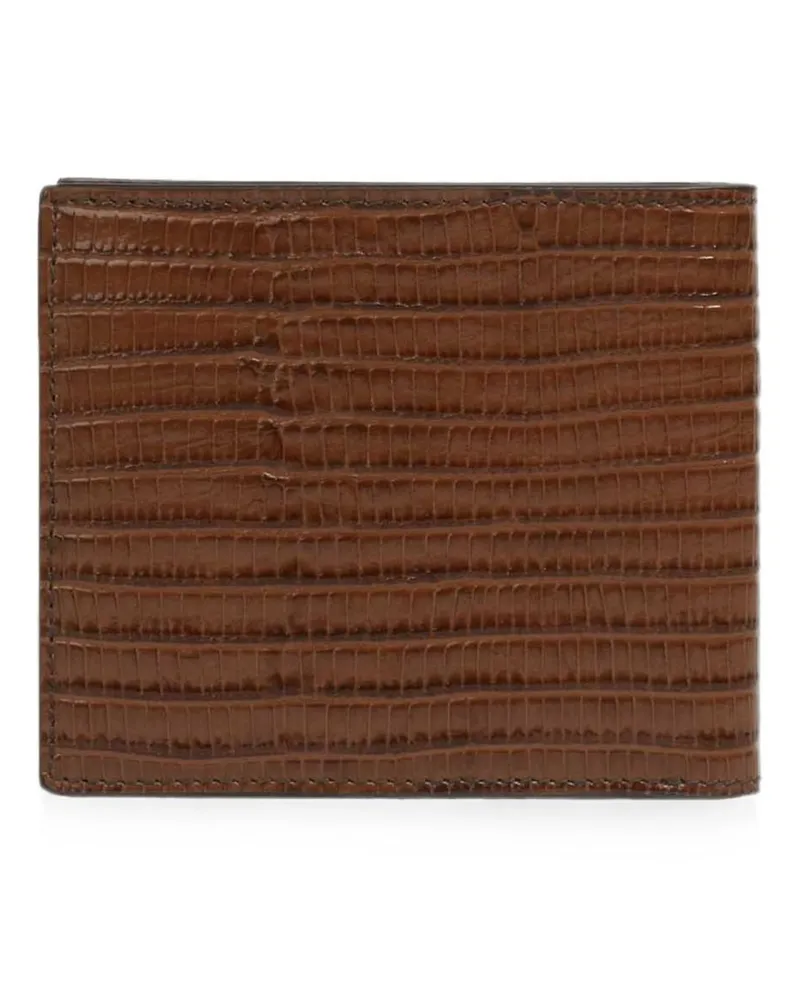 Tom Ford Men's Lizard-Effect Bifold Wallet Brown Calfskin & Cardholders Brown