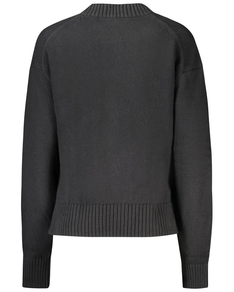 Calvin Klein Logo-Embroidered Cotton Blend Sweater — Black Black