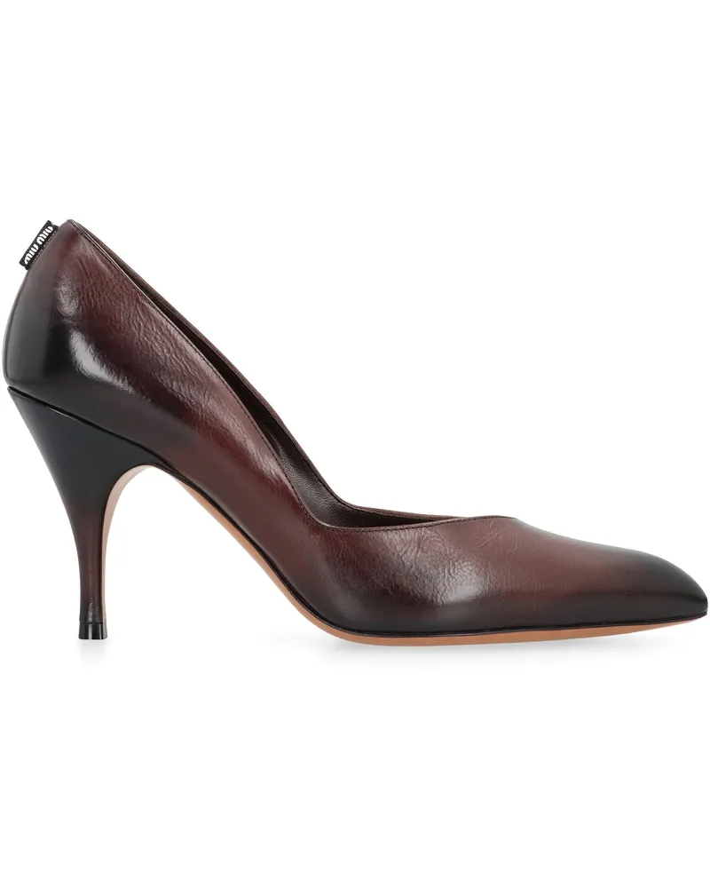 Miu Miu Women's Pumps Calfskin Dark Brown High Heel Shoes Brown