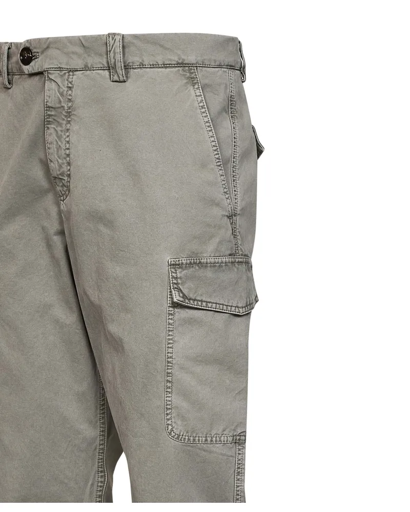 Brunello Cucinelli Peached Cotton Gabardine Cargo Pants — Green Green