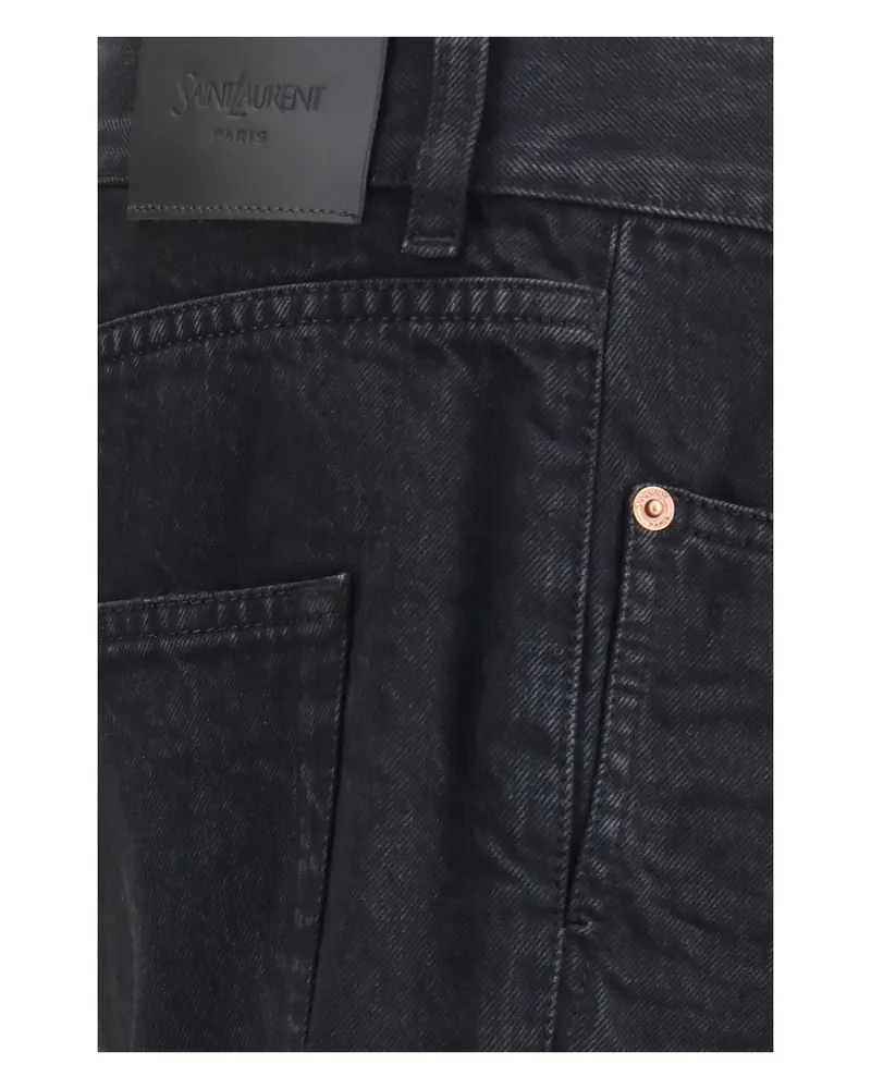 Saint Laurent Men's Slim Fit Denim Jeans Black Sand Cotton Black