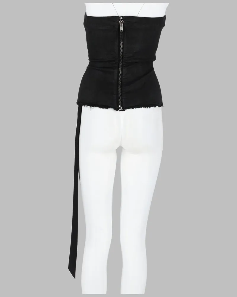 DRKSHDW by Rick Owens Women's Bustier Top Splintered Black Cotton Tops Black