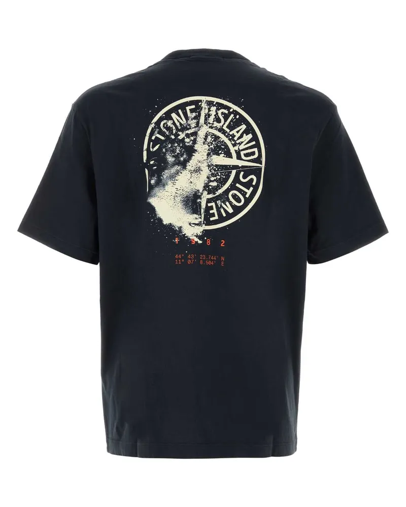 Stone Island Men Navy Blue Cotton T-Shirt Exterior Exterior: T-shirts And Polos Navy