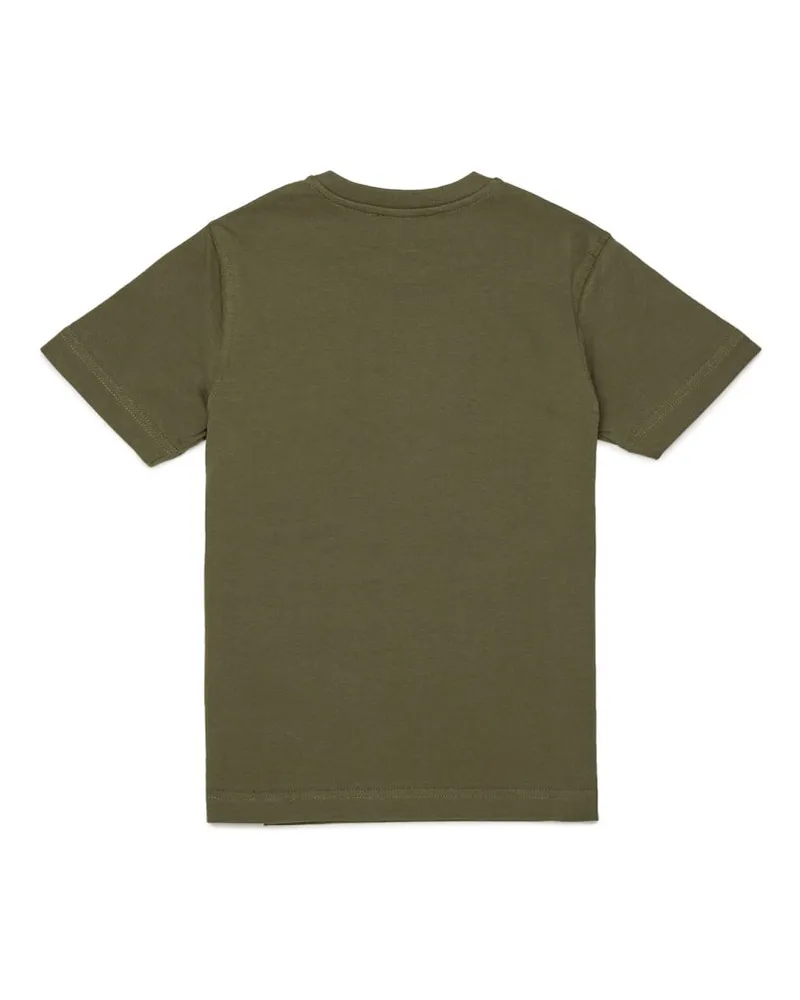 Diesel Logo-Embroidered Cotton T-Shirt — Green Green