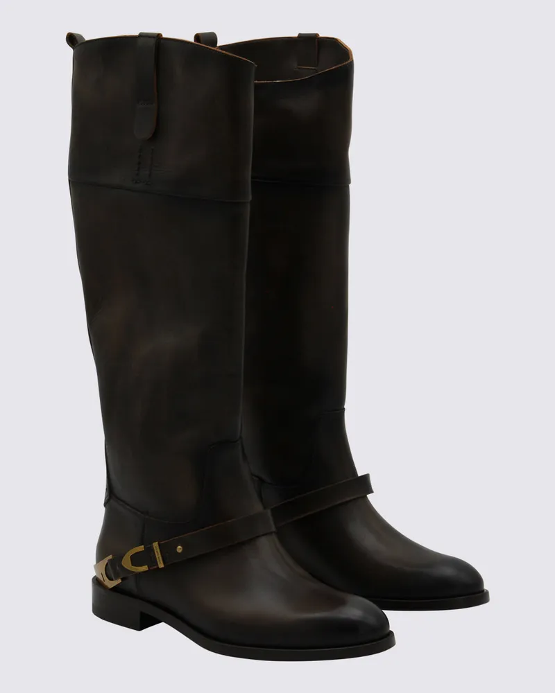 Golden Goose Women's Boots Dark Brown-Beige _cover Le Sole El Brown/beige Black