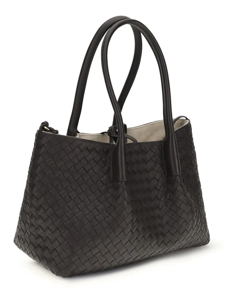 Bottega Veneta Women's Tote Bag Pinacoteca Espresso-Ecru Calf Leather Shoulder Espresso/ecru Black
