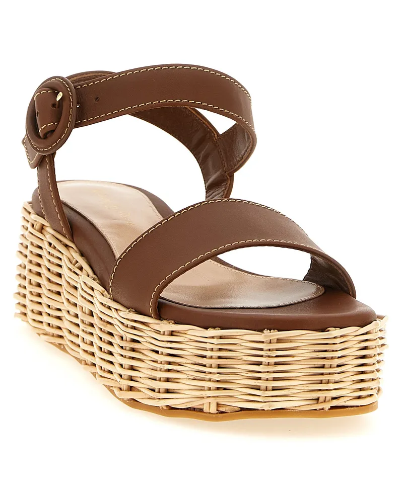 Gianvito Rossi Women's Brown Calfskin Wedge Sandals Brown