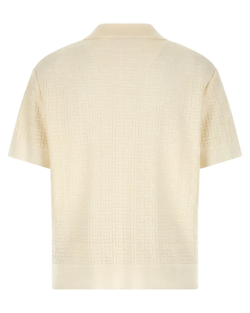 Balmain Men's White Wool Polo Shirt White