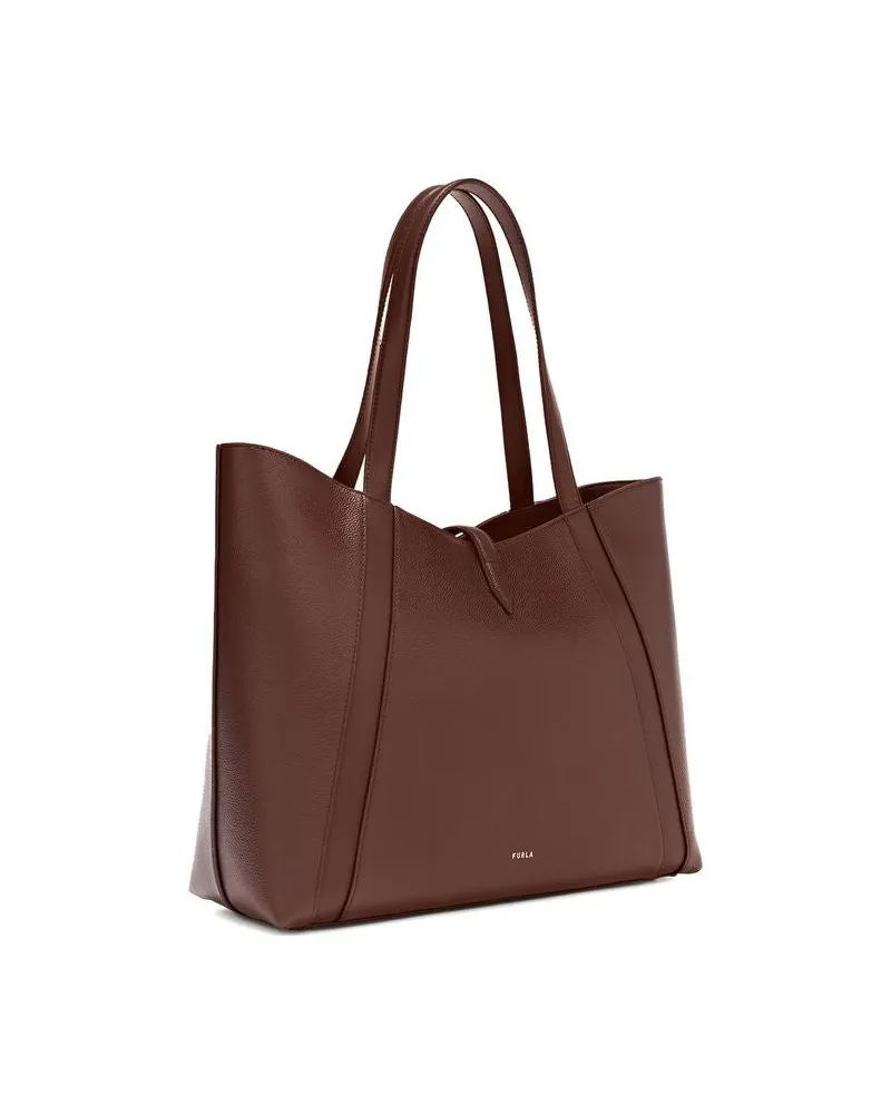 Furla Goccia L Leather Shoulder Bag — Brown Brown