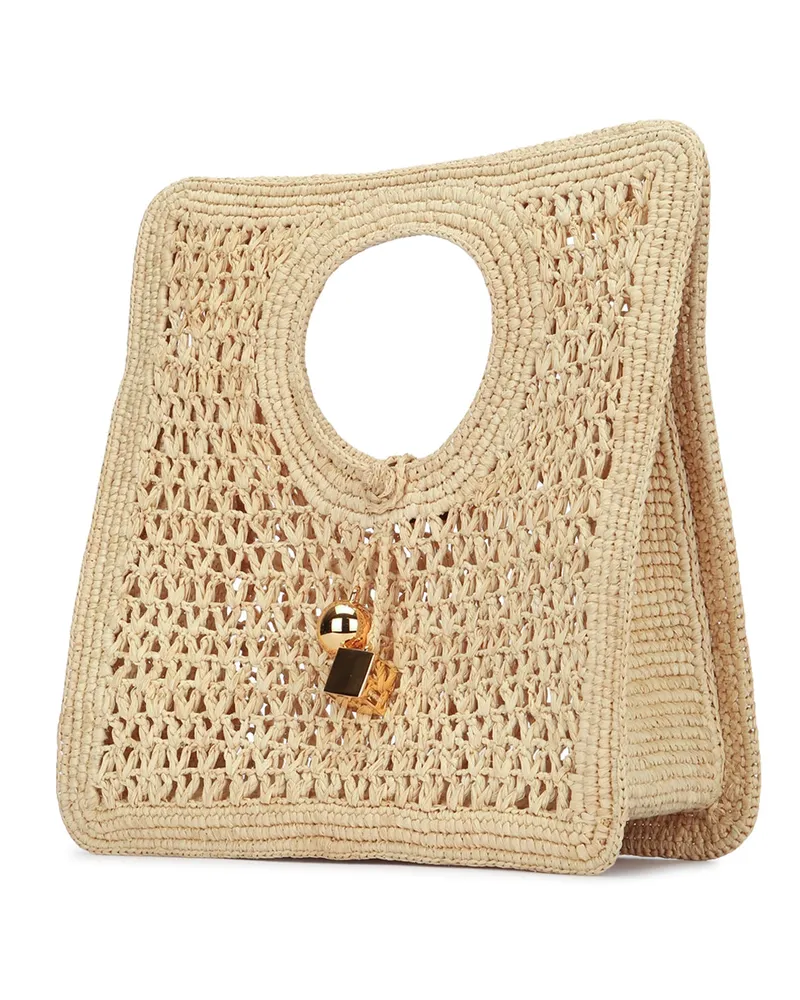 Jacquemus Women's Le Petit Carre Spiaggia Natural Principal:raffia Borse A Mano Bag Beige