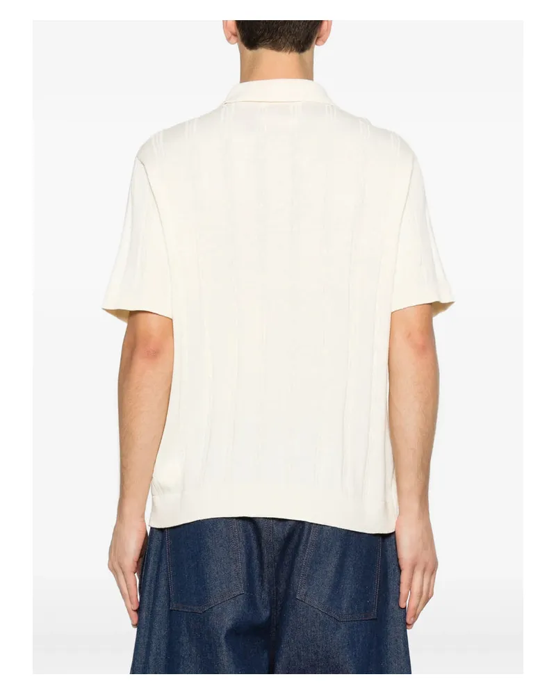KidSuper Embroidered Logo Knit Polo Shirt — Beige Beige