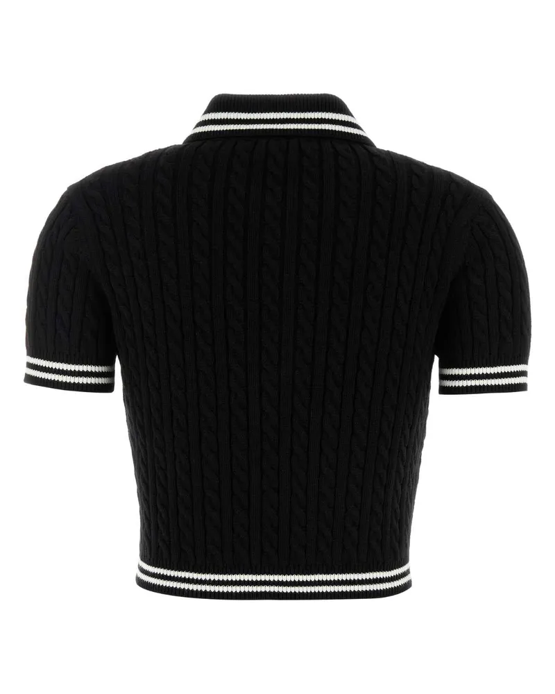 Alessandra Rich Women's Black Cotton Polo Shirt Exterior Black