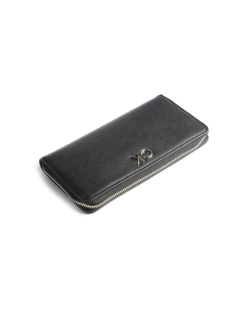 Calvin Klein Women's Wallet Ck Black Leather Bags Black