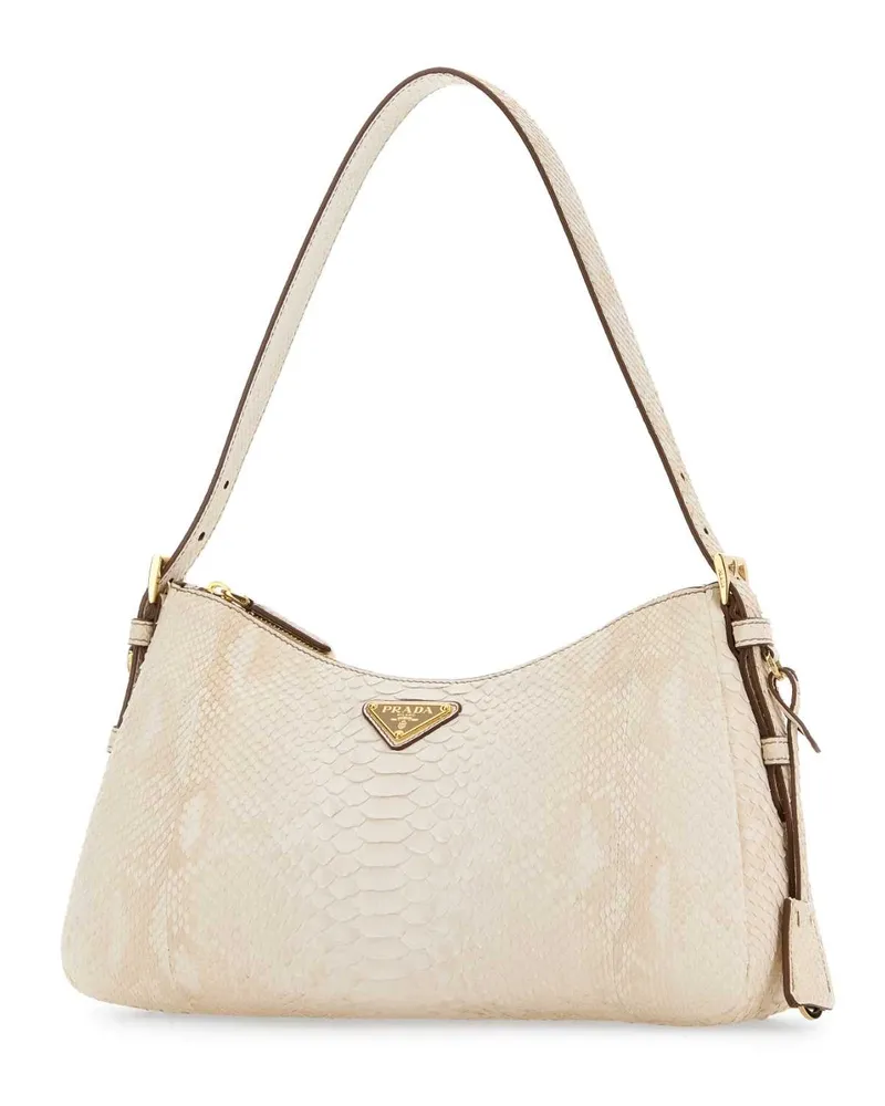 Prada Aimée Exotic Leather Shoulder Bag — Beige Beige