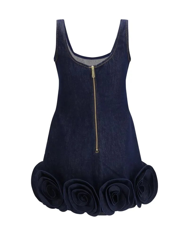 Self-Portrait Women's Blue Cotton Casual Dress Navy
