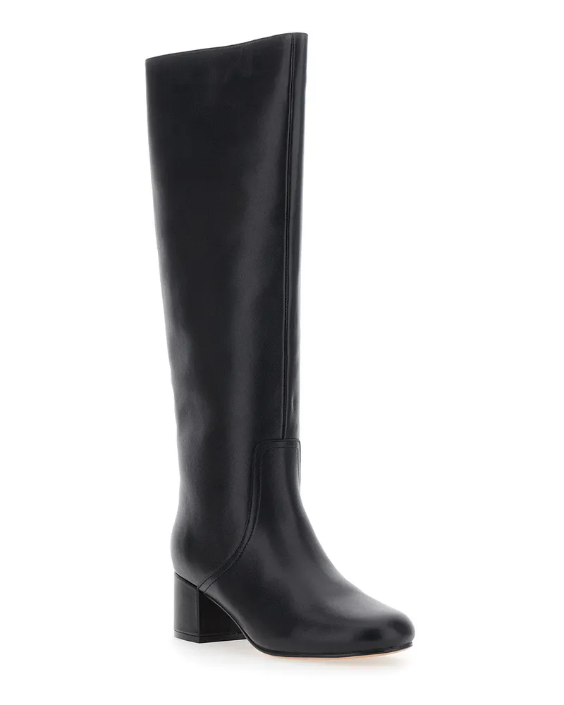 Twin-Set Women's Black Knee High Leather Boots Black