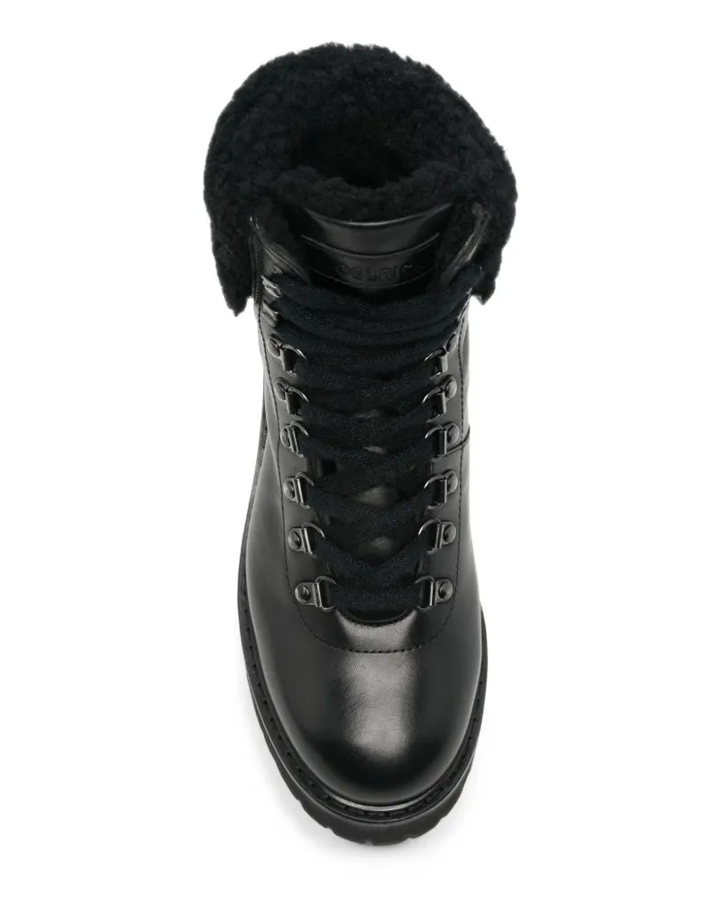 Woolrich Shearling-Trimmed Leather Boot — Black Black