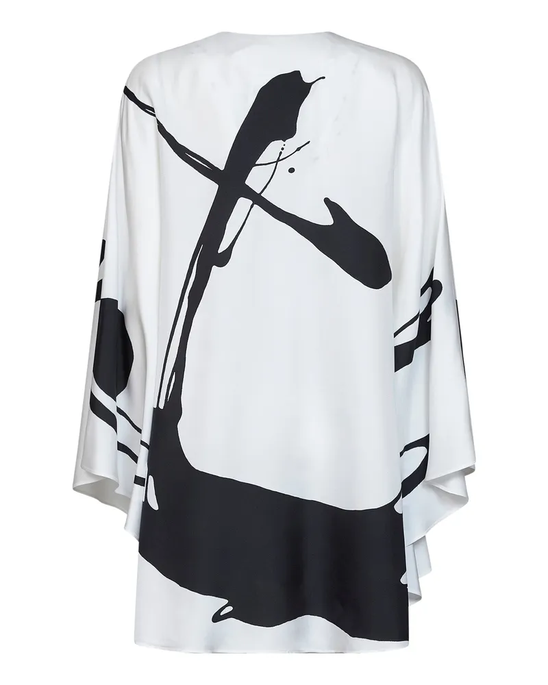 Kiton Women's Printed Silk Tunic Multicolour Shirt White