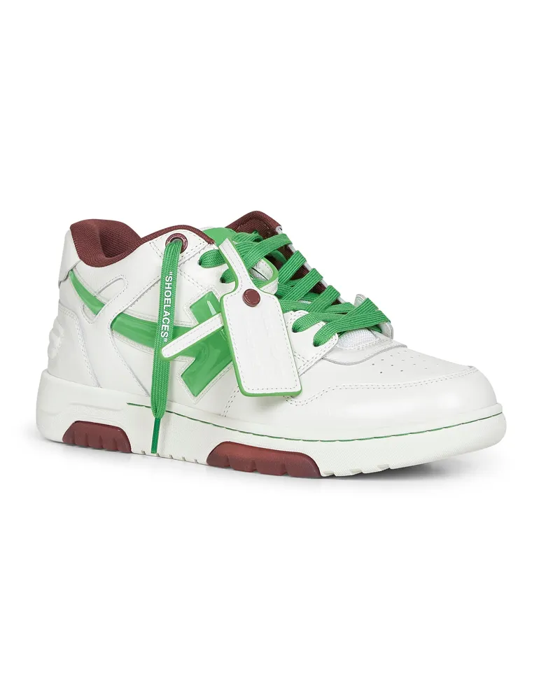 OFF-WHITE Men's White And Green Out Off Office Sneakers Calf Leather Trainers White