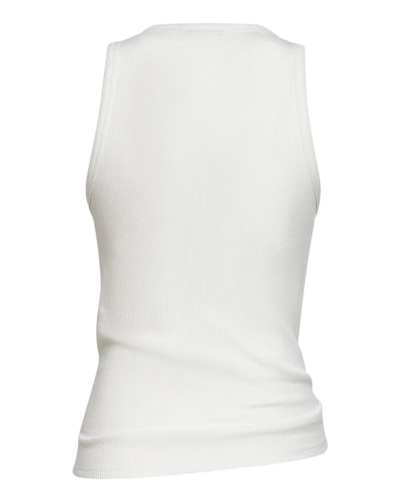 Paco Rabanne Women's White Ribbed Stretch Cotton Tank Top White