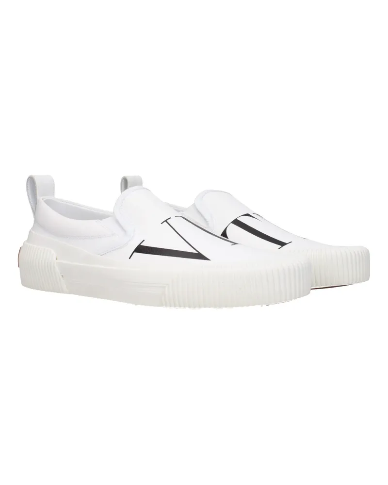 Valentino Garavani Men's White Fabric Slip-On Loafers White