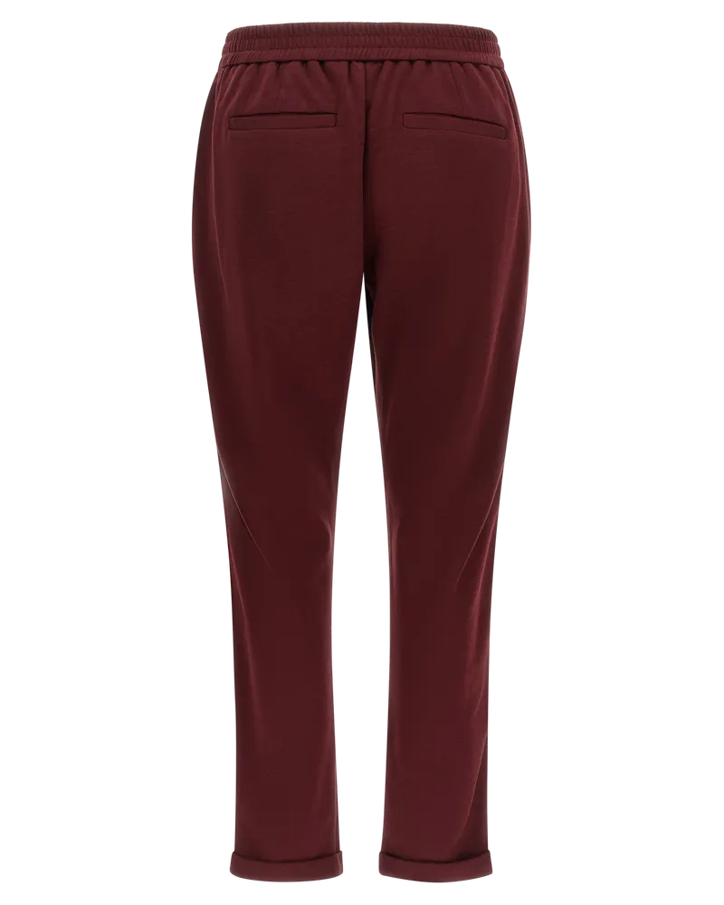 Brunello Cucinelli Women's Bordeaux Cotton Joggers (workout Pants Red
