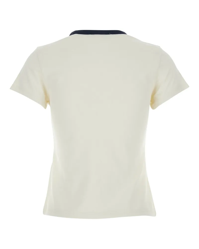 Frame Denim Women T-Shirt Crew Neck White Cotton T-Shirts & Jerseys White