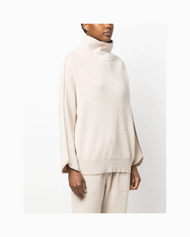 Brunello Cucinelli Ribbed Knit Sweater — Beige Beige