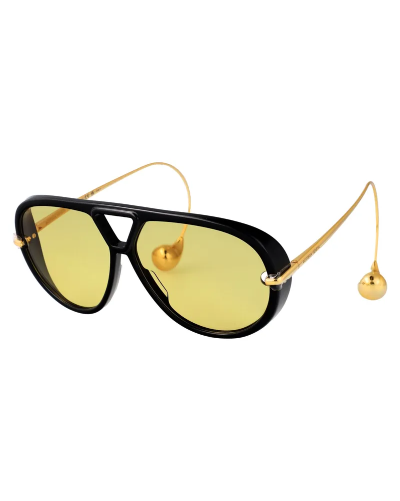 Bottega Veneta Women's Sunglasses Bv1273s Black-Gold-Yellow Metal Black/gold/yellow Black