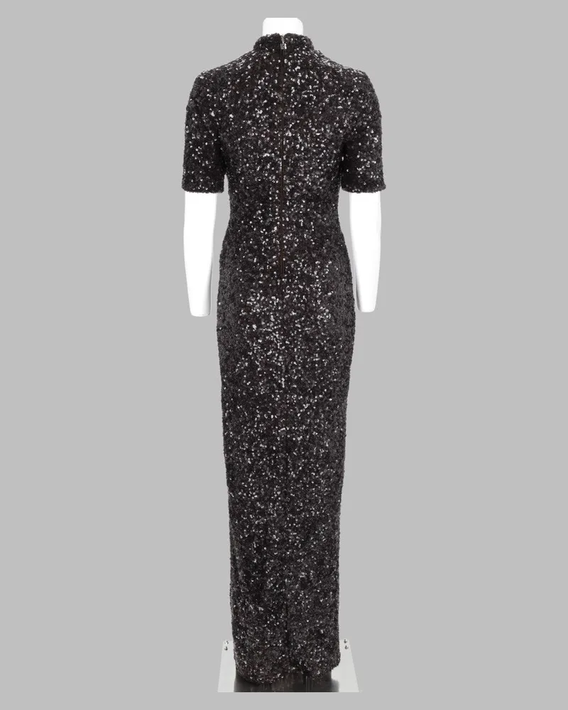 ROTATE Birger Christensen Sequin-Embellished Maxi Dress — Brown Brown