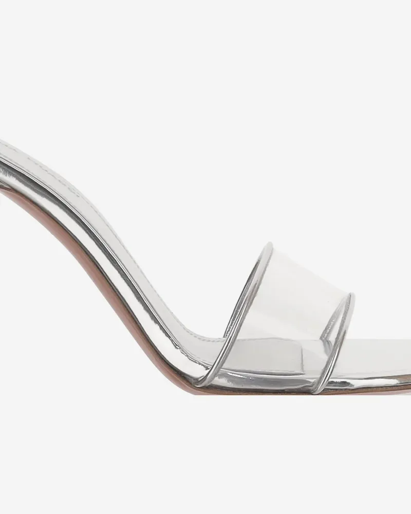 Amina Muaddi Women's Sandals Andreea Glass Silver Leather Silver