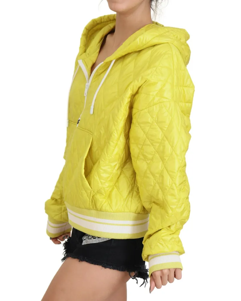 Dolce & Gabbana Women Yellow Nylon Quilted Hooded Pullover Jacket Clothing Yellow