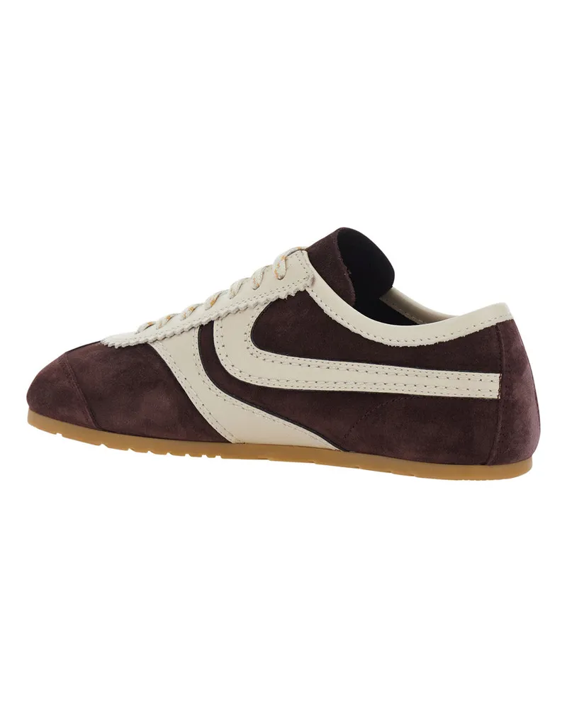 Dries van Noten Women's Trainers Dustin Violet Suede Calf Leather Sneaker Brown