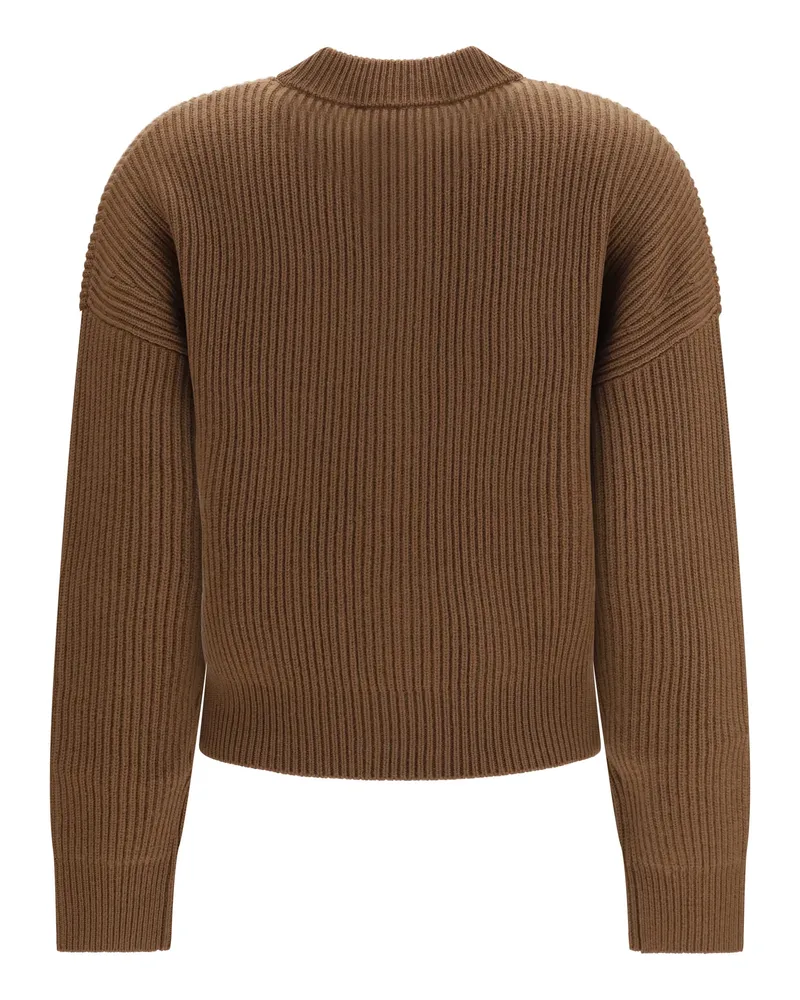 Max Mara Ribbed Knit Cardigan — Brown Brown