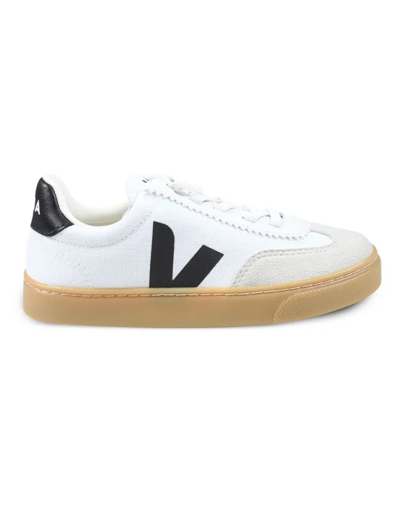 VEJA Boys' White Low Top Sneakers With Logo Detail Canvas Trainers White