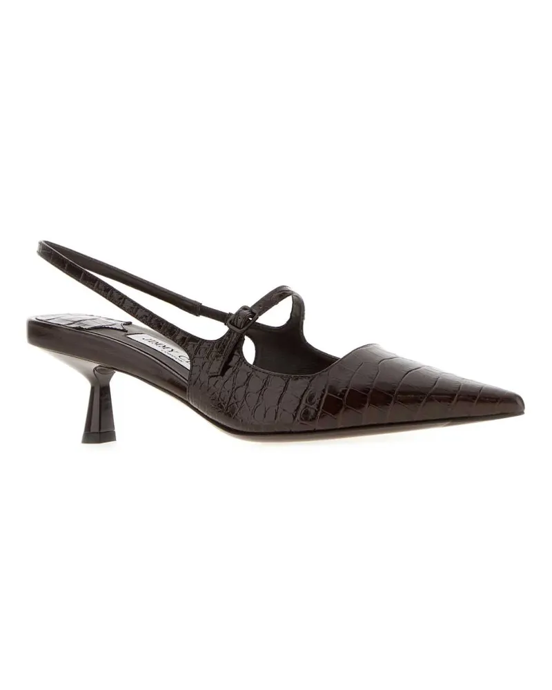 Jimmy Choo Women's Crocodile-Embossed Leather Slingback Heel Brown Brown