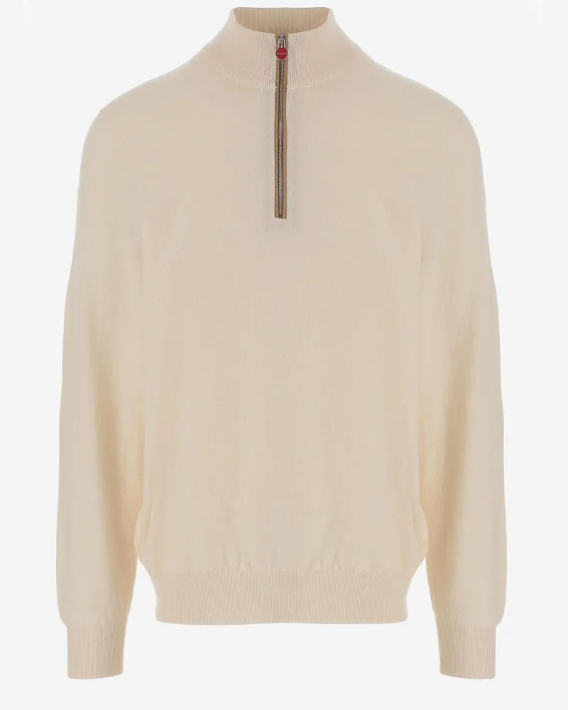 Kiton Men's Cashmere Sweater With High Neck Cream Cream