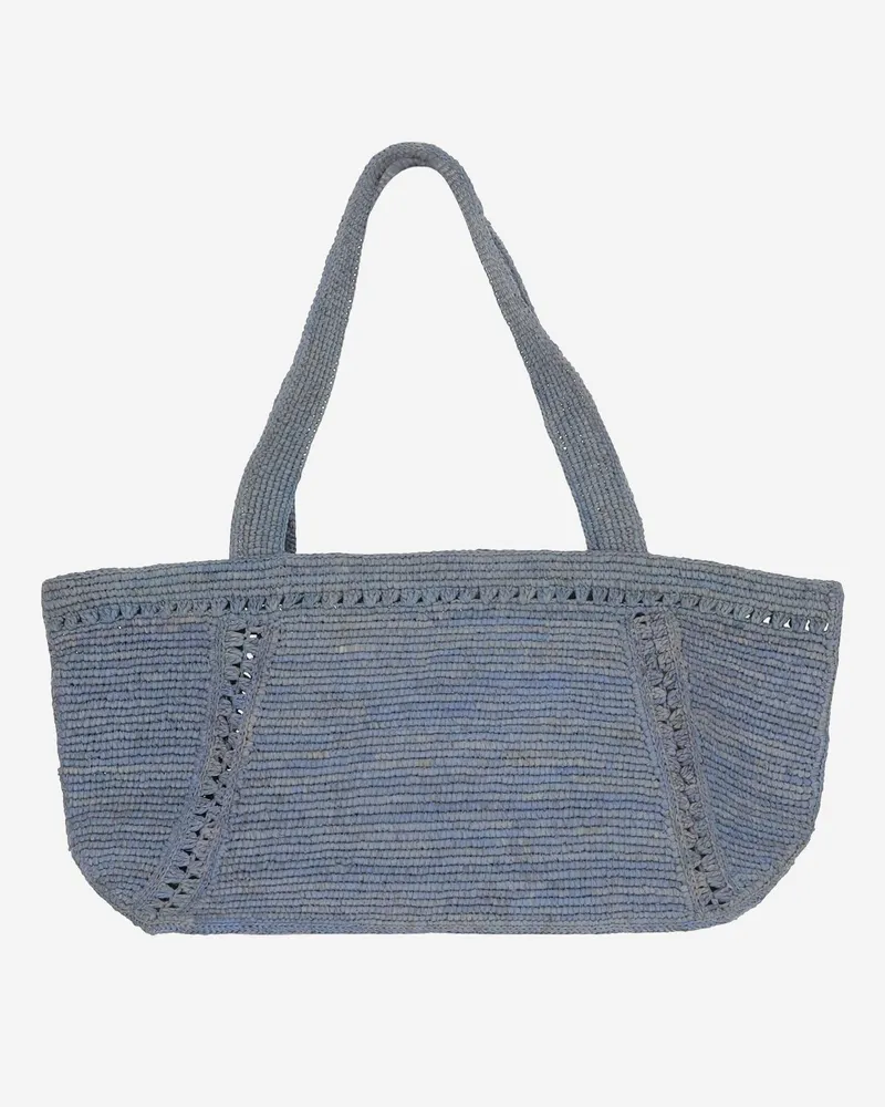 Patou Women's Large Raffia Bag With Logo Navy Shoulder Navy