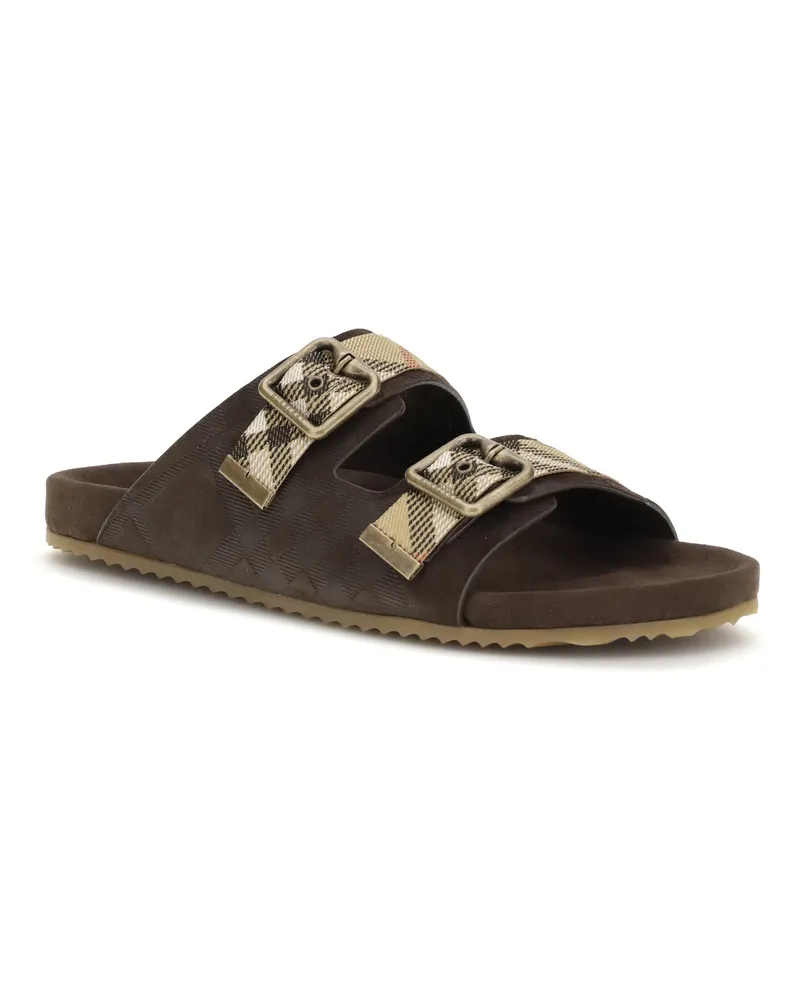 Burberry Men's Check Suede Urchin Sandals Snug Brown