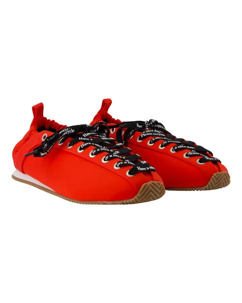Ganni Women's Lace Up Sporty Ballerinas -  Synthetic Red Shoes Flat-Shoes Red