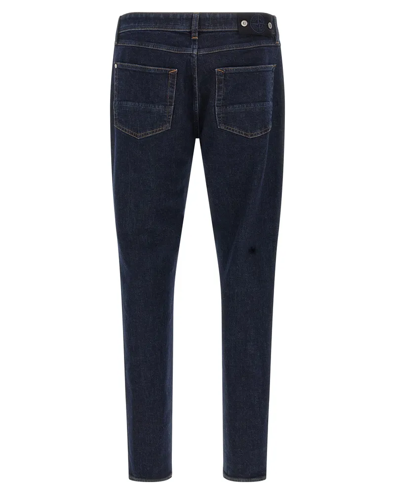 Stone Island Men's Blue Cotton Straight-Leg Jeans Clothing Blue