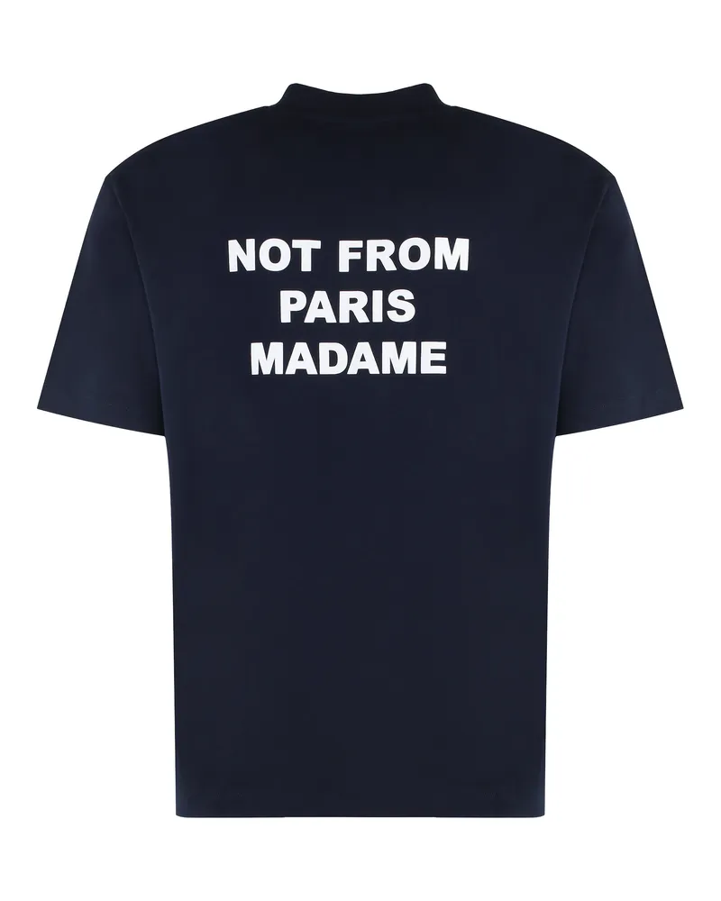 Drôle de Monsieur Slogan-Print Cotton T-Shirt — Navy Navy