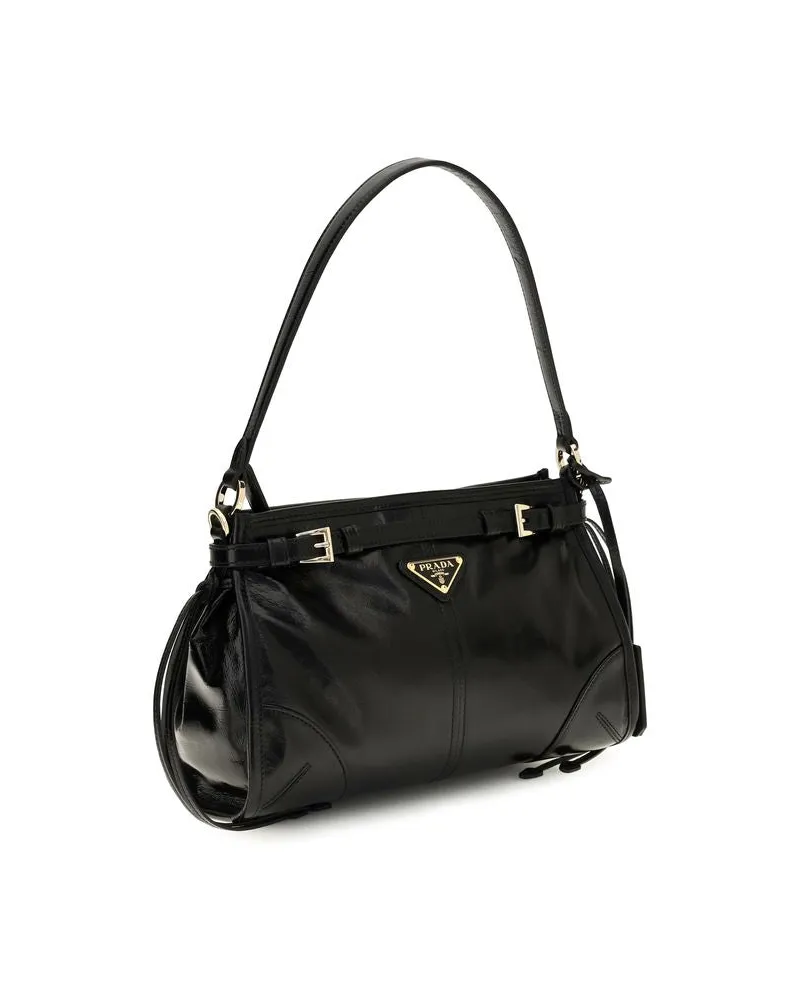 Prada Women's Black Calf Leather Bos Taurus Handbag Bag Black