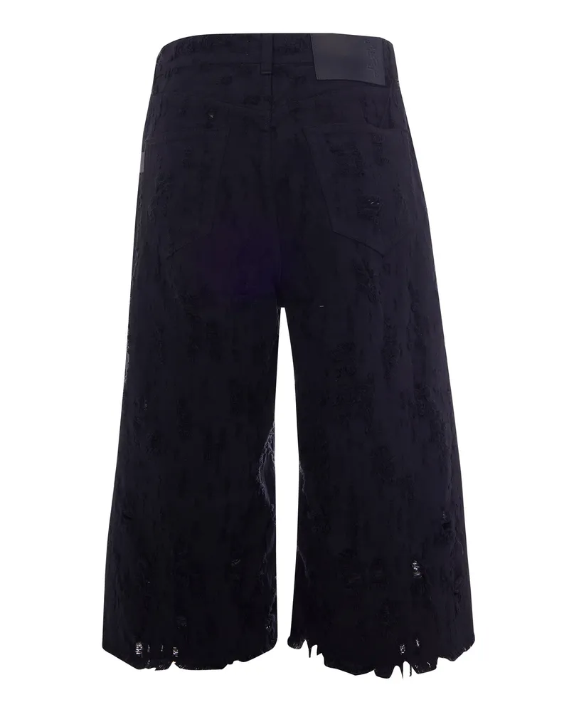 Haikure Women's Bermuda Shorts Beck Bull Destroy Black Cotton Black
