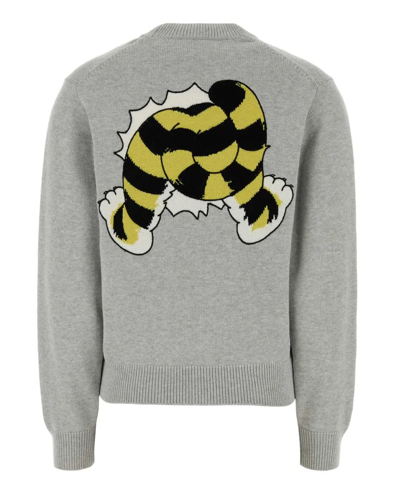 Kenzo Women Grey Wool Blend Sweater Palegrey Exterior: Cotton Maglieria Gray